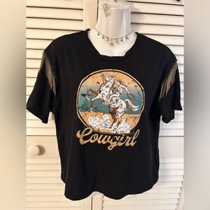 Cowgirl Graphic Black T-Shirt